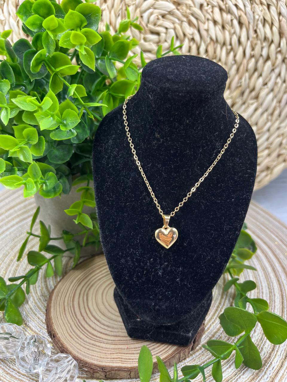 Stainless Steel Necklace Heart Gold