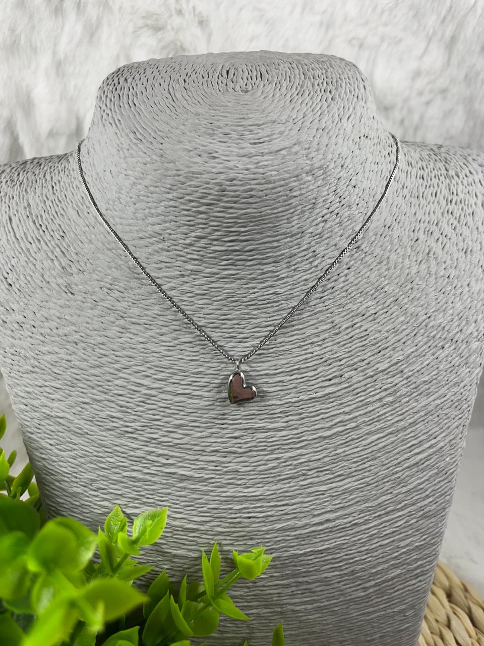 Stainless Steel Necklace Silver Small Heart