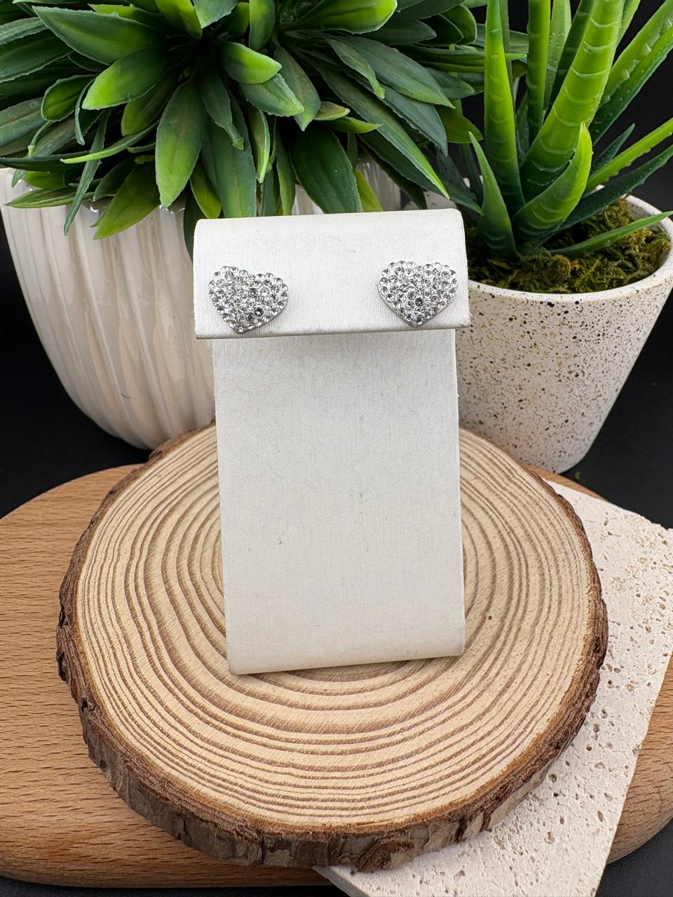 Stainless Steel Earring Glitter Hearts #034