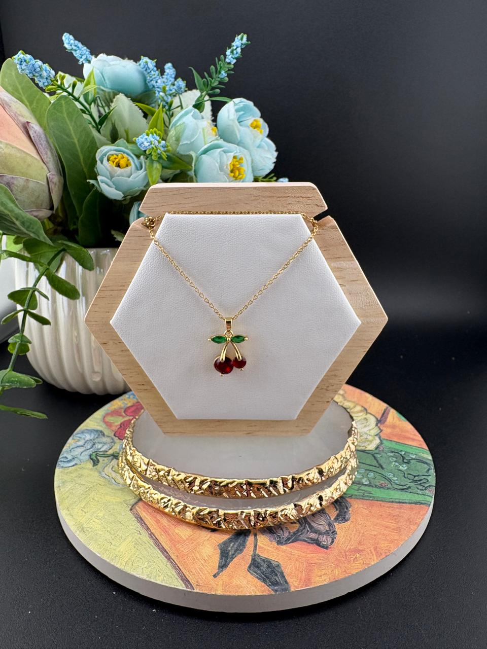 Diamanté Cherry Stainless Steel Necklace