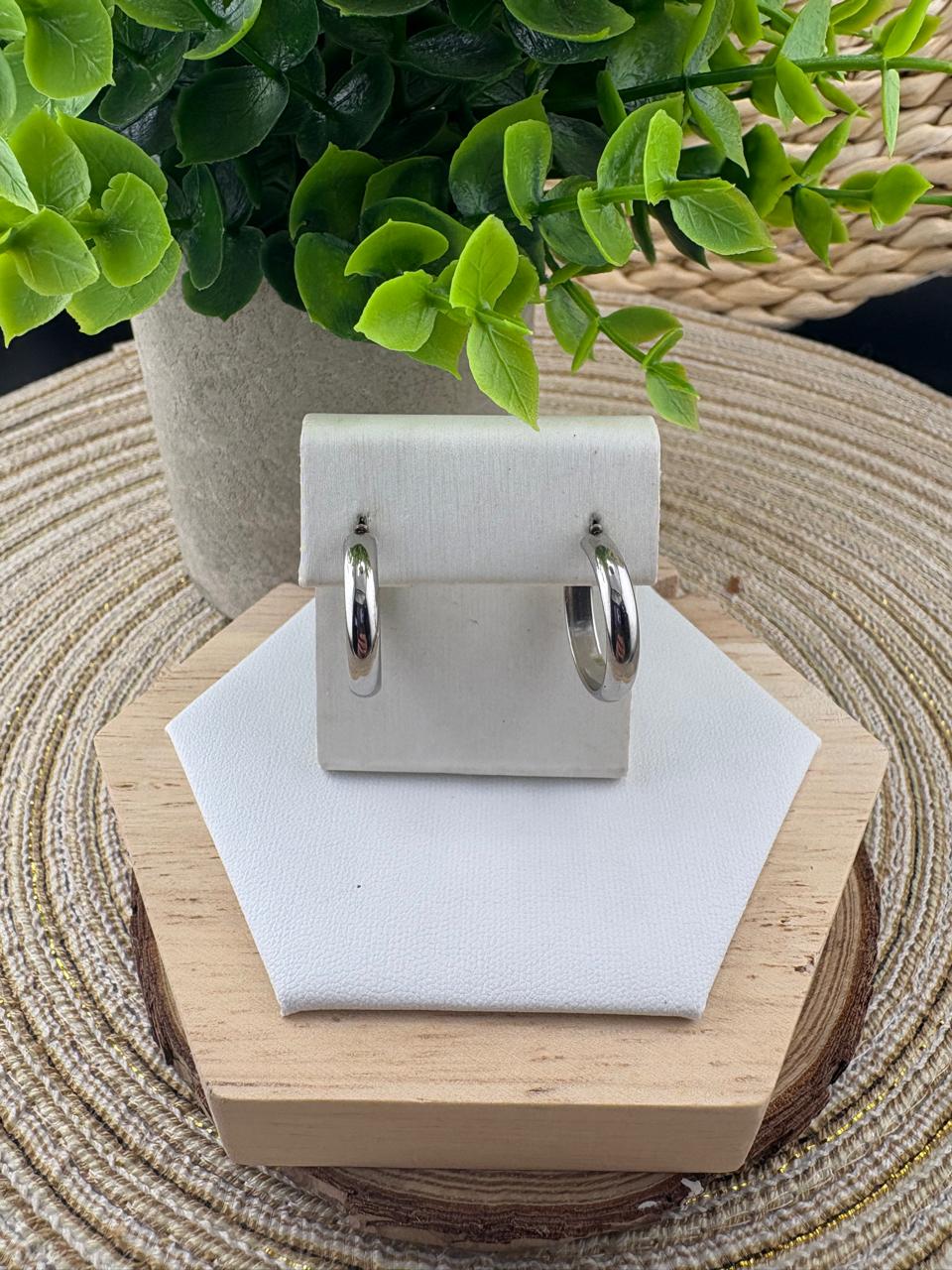 Stainless Steel Earring Chunky Hoop Silver #037