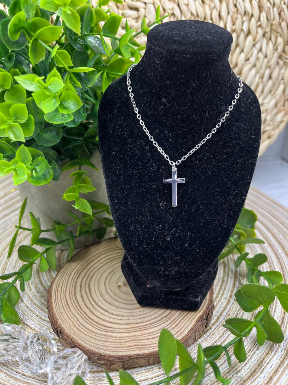 Stainless Steel Necklace Cross Silver