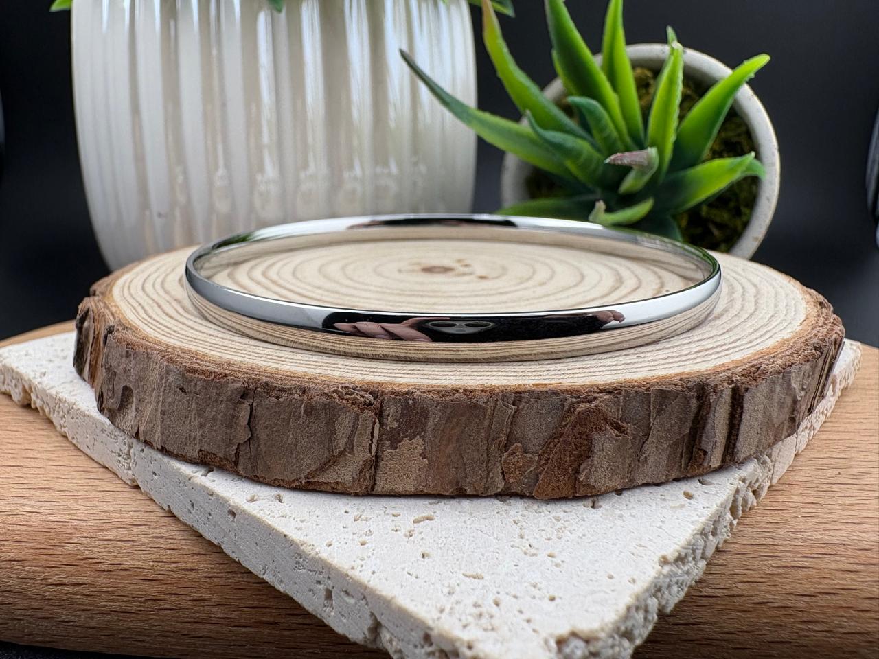 Stainless Steel Silver Bangle 70mm