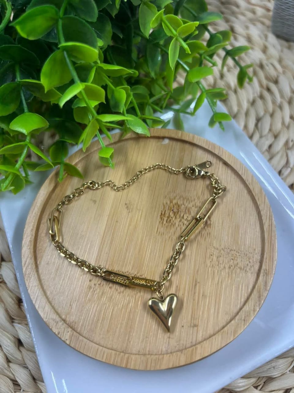 Stainless Steel Bracelet Gold Heart