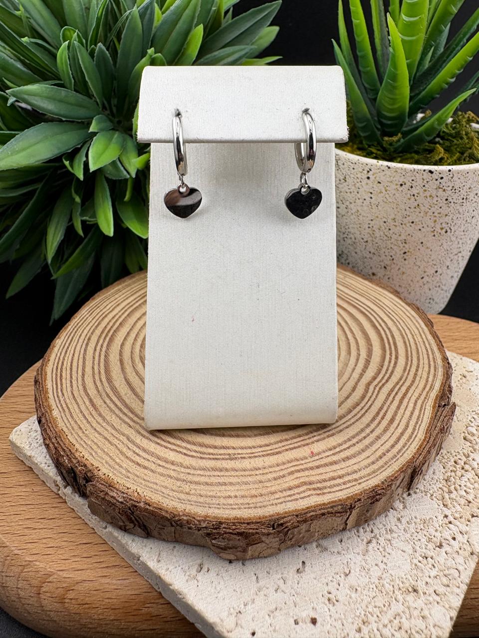 Stainless Steel Earring Dangling Silver Heart #029