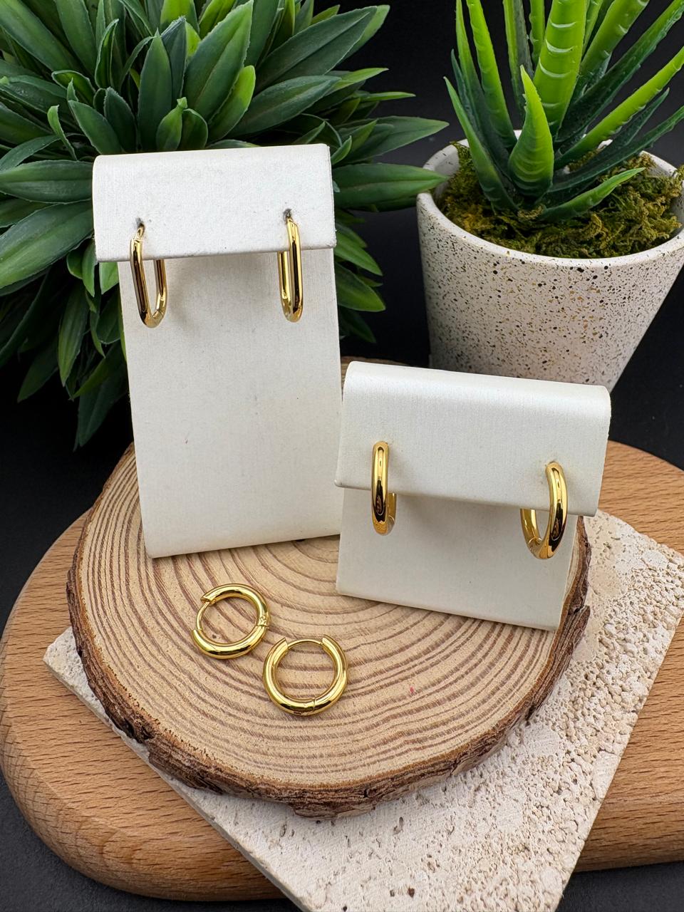 Stainless Steel Earrings Gold 3pc Set #024