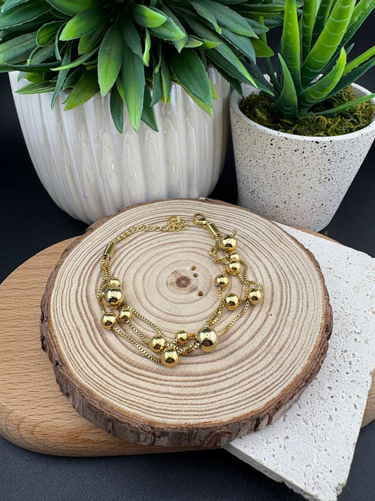Stainless Steel Gold Ball Bracelet