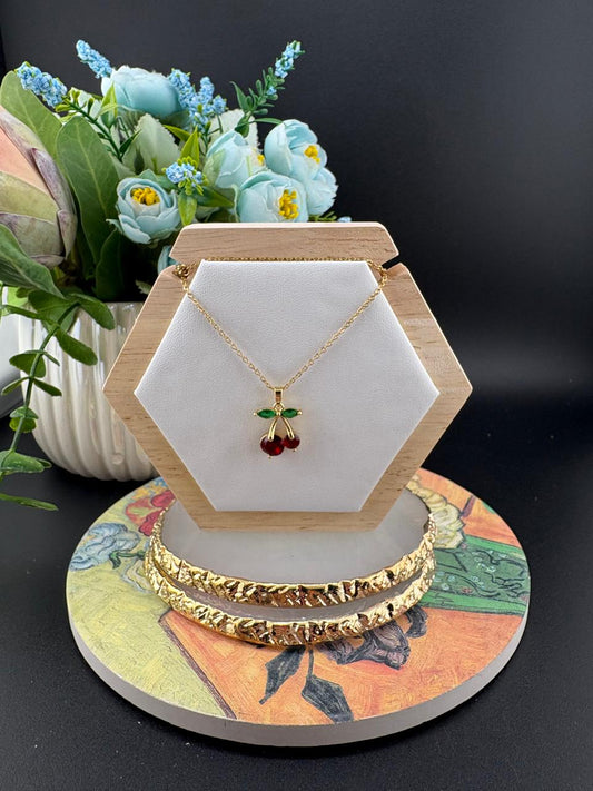 Diamanté Cherry Stainless Steel Necklace