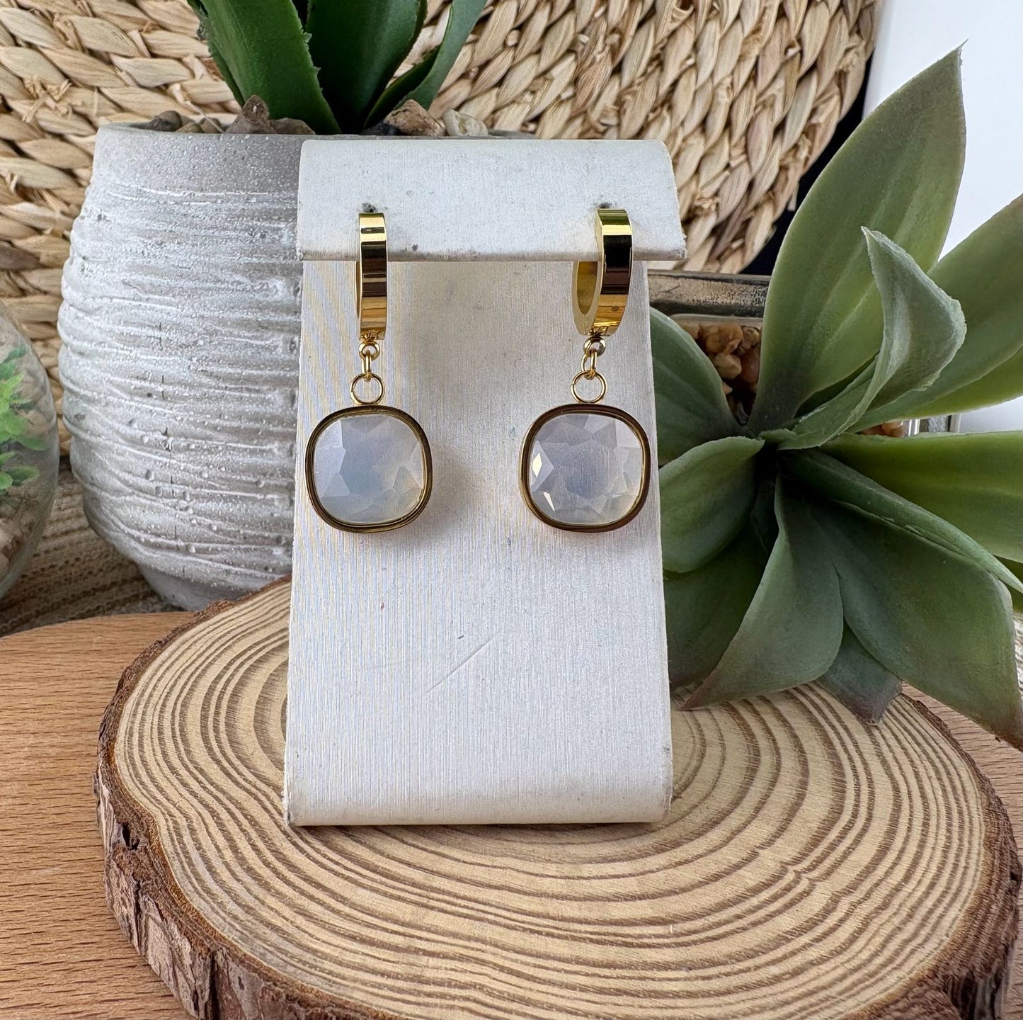 Stainless Steel Earrings #074 (Milky White)