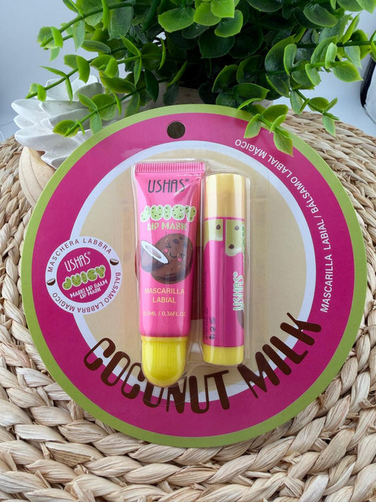 Ushas Juicy Lip Balm & Mask Set (Coconut)