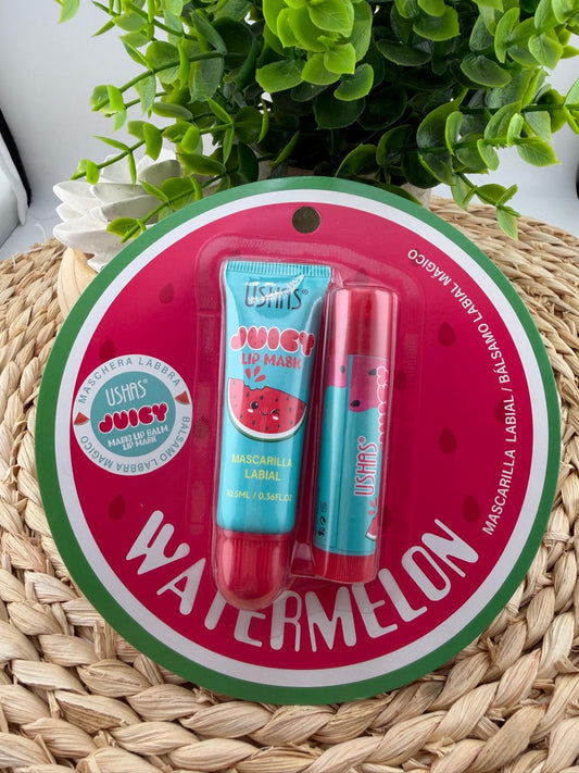 Ushas Juicy Lip Balm & Mask Set (Watermelon)