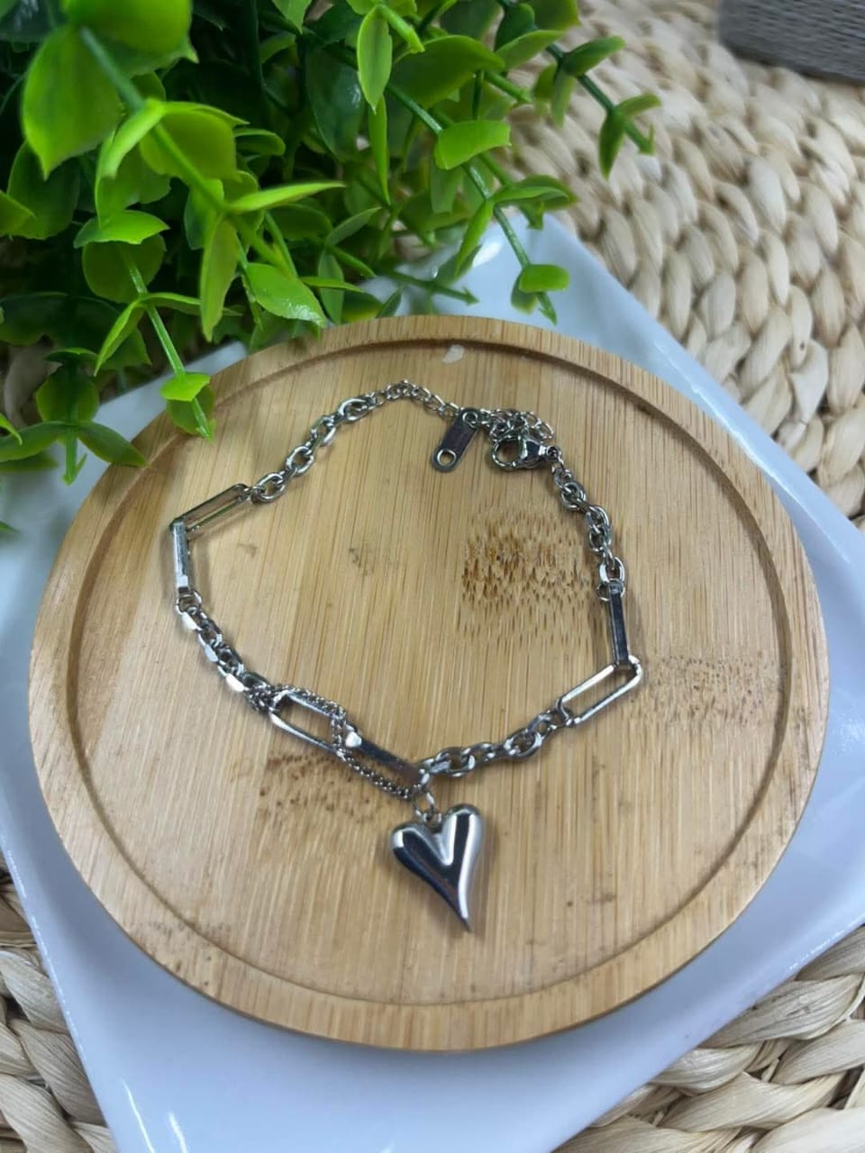 Stainless Steel Bracelet Silver Heart